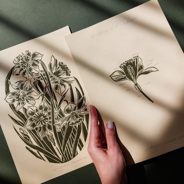 Zestaw 2 oryginalnych kwiatowych grafik w stylu vintage anatomii, linoryt, wydruki na ścianę, dekoracje sypialni, wiosenny prezent dla siebie