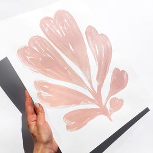 Monotypie Wand Kunst Rosa Frühling Dekor Abstrakte Pflanze Monoprint Wohnzimmer Minimalist Rustikal Druck Skandinavische Kunstwerk Neues Zuhause Unikat