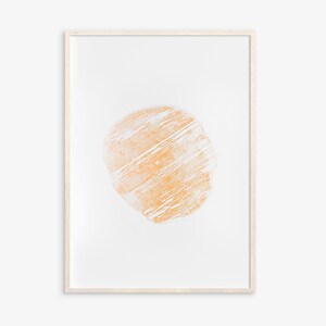 Stampa xilografica con cerchio beige. Rilievo incisivo. Arte murale. Semplice opera d'arte originale di grandi dimensioni per la decorazione del soggiorno e della camera da letto. Regalo per la nuova casa. Pezzo unico.