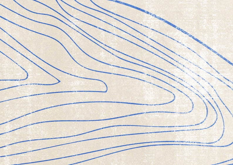 Geometric Abstract Blue Mountains Art Line Poster Printable Etsy