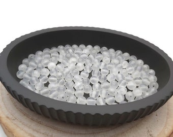 Perle Sélénite 6 mm - Perles rondes pierre semi précieuse - Pierre naturelle non teinte. Création bijoux. Bracelet. Collier. DIY