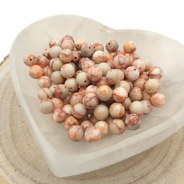 Jaspe beige - Perles rondes de 8 mm - 40 perles - Pierre naturelle non teint