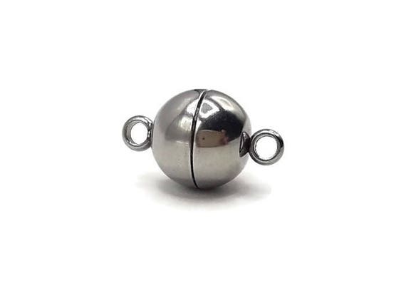 Black Spherical Clasps Strong Magnetic 10mm with 2mm Ring Hole