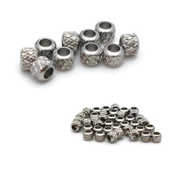 40 perles séparateurs acier inoxydable 3 mm - Lot de 40 perles intercalaires rondes . Création bijoux bracelet