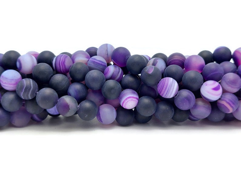 Indigo Striped Agate Bead Grade A 8 mm 8 mm matte round beads Natural stone. Creation of jewelry, bracelets, necklaces image 2