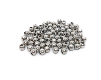 Perles creuses separateur acier inoxydable 3 mm - Lot de 500 perles intercalaires rondes