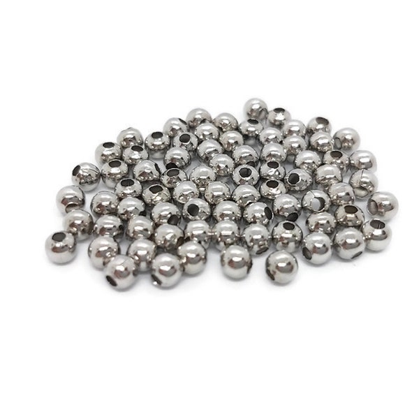 Perles creuses separateur acier inoxydable 3 mm - Lot de 500 perles intercalaires rondes