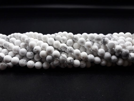 White Stone Round 14mm Beads B4726 Qty 6