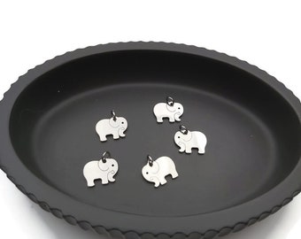 5 breloques éléphant acier inoxydable - Lot de 5 pendentifs - Création bijoux