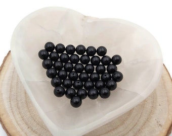 Perles Onyx noir 8 mm - Perles rondes 8 mm - Pierre naturelle non teinte. Création bijoux. Bracelet. Loisir créatif. DIY.