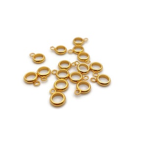 20 bélières anneaux 7 mm acier inoxydable doré - Lot de 20 pièces - Liens attache breloque