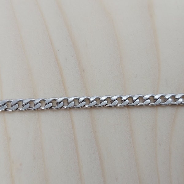 Chaîne maille gourmette en acier inoxydable - 5 x 3 x 0,8 mm - Vendue au mètre