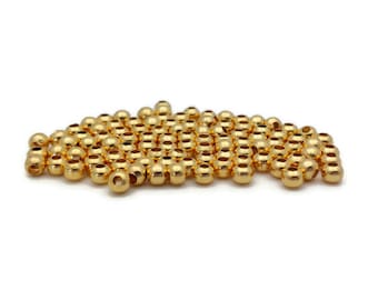 Perles acier inoxydable plaqué or 24 k - 4 x 3,5 mm - Lot de 50 perles - Trou 1,5 mm - Intercalaires