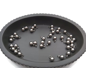 Breloque boule acier inoxydable - 6 mm - création bijoux bracelet