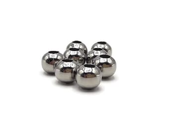 Perles creuses acier inoxydable - 6 mm - Intercalaires. Perle de finition bracelet, collier. Perles pour bijoux.