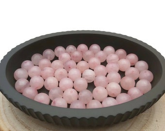 Perles Quartz rose 10 mm - Perles rondes de 10 mm -Pierre semi précieuse - Pierre naturelle non teinte rose. Création Bracelet collier