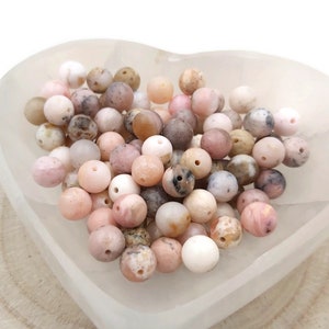 Pink Opal Bead Grade AB 8 mm - Round semi precious stone beads - Undyed natural stone. Jewelry creation, bracelet, necklace. DIY