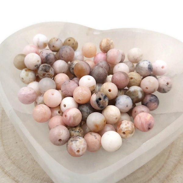 Perle Opale rose Grade AB 8 mm - Perles rondes pierre semi précieuse- Pierre naturelle non teinte. Création bijoux, bracelet, collier. DIY