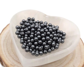 60 perles Hématite noire - Perles rondes de 6 mm - Pierre synthétique non magnétique