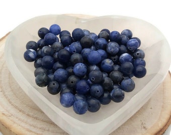 Perle Sodalite 8 mm- Perles pierre semi-précieuse bleue - Pierre naturelle non teinte. Cr"ration bijoux, bracelet, collier. DIY