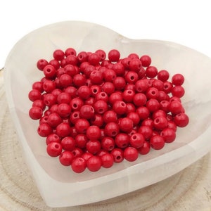 60 Perles Jade  rouge 6 mm - Perles rondes pierre semi précieuse rouge - Pierre naturelle
