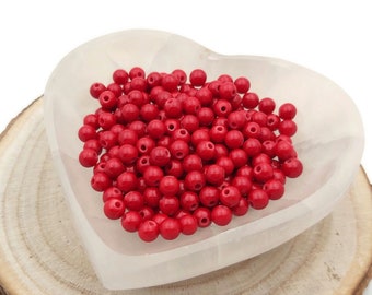 Perle Jade  rouge 6 mm - Perles rondes pierre semi précieuse rouge - Pierre naturelle