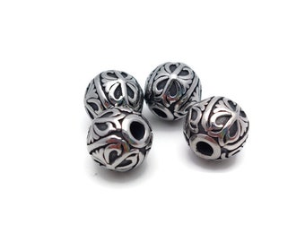 Stainless steel separator bead - 10 mm bead - Silver metal bead for embellishment and finishing of bracelets