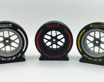 Custom Made Formula One - F1 - Tire and Wheel Replica - Center Caps - Stand