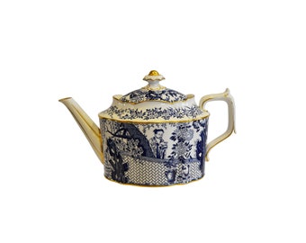 Vintage Royal Crown Derby Blue and White Mikado Teapot