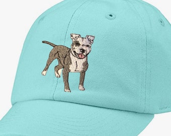 Gepersonaliseerde grijs-witte baseballpet pitbullhond
