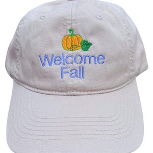 Fall Autumn Embroidery on a Baseball Cap/Multiple Sizes and Colors