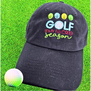 Leuke golfspreuk op hoed/"Golf is My Favorite Season"/kinderen en volwassenen/felgekleurd machinegeborduurd ontwerp/gratis personalisatie