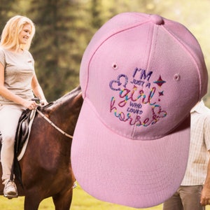 Girls' Equestrian Hat: 'I'm Just a Girl Who Loves Horses' - Custom Colors for Kids & Adults