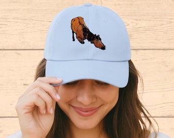 Pferdehut - neugierige Pferd schnüffelnde Blume gestickte Kappe, Geschenk für den Reiter