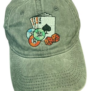 Cartes à jouer de poker brodées sur une casquette/cadeau personnalisé/cadeau amusant pour amateur de poker/adultes et enfants tailles/24 couleurs de chapeau disponibles