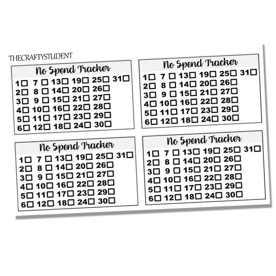 no spend tracker note pages tile sheet for eclp planner etsy