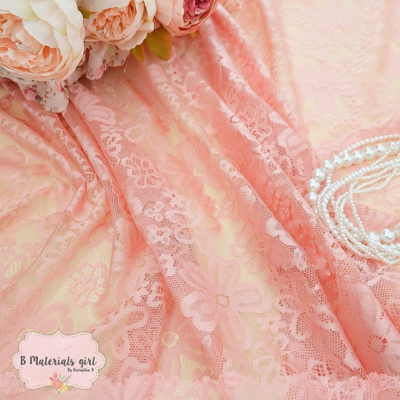 Peach Lace Fabric Peach Lace For Handmade Floral Lace Wedding Peach Lace Bridesmaid Lace Peach Lace For Making Clothes Craft