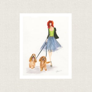 COCKER SPANIEL ART Print  or personalize with your dogs.  Whimsical Colorful Watercolor Dog Painting