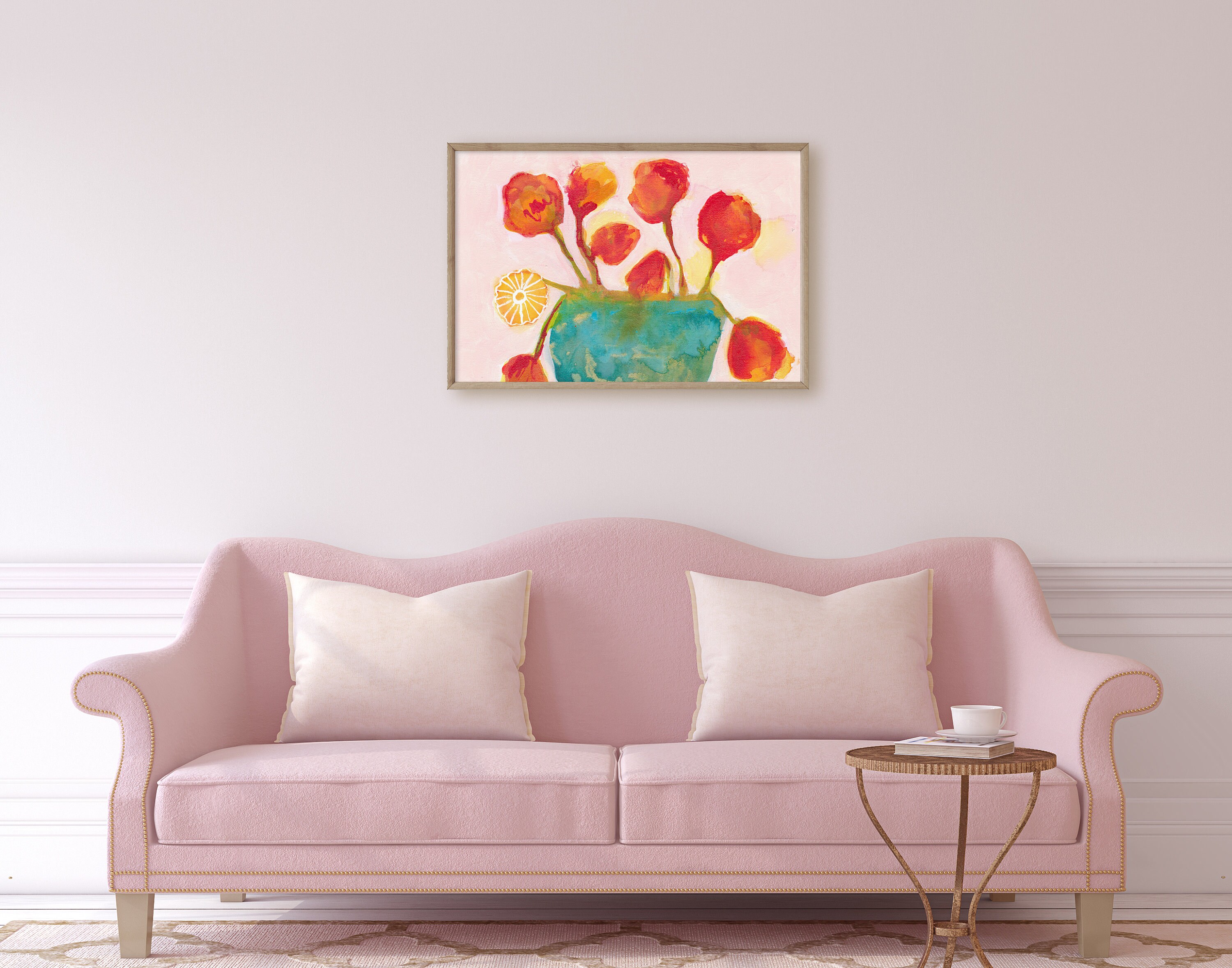 ART PRINT Abstract Orange Flower Wall Art Orange abstract Etsy