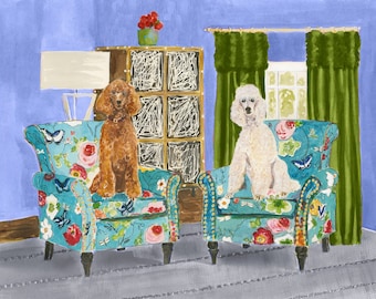 Poodle Dog Art Print, Copper and White Poodle Wall Art, Poodle Print, Poodle Dog Art, Watercolor Poodle Print, Standard Poodle Art, Poodles