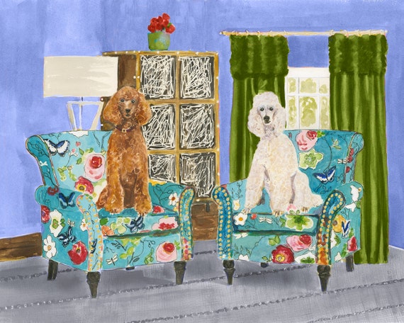 Poodle Dog Art Print Copper and White Poodle Wall Art Poodle