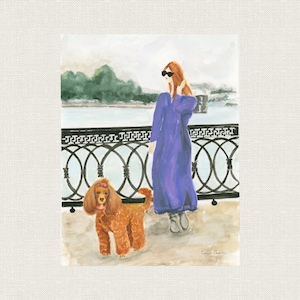 Poodle Dog Art Print, Red Poodle Wall Art, Poodle Print, Poodle Dog Art, Watercolor Poodle Print, Standard Poodle Art, Poodles