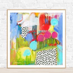 ABSTRACT WHIMSICAL CONTEMPORARY Art Print, modern colorful art, nursery abstract print, office colorful wall art painting,