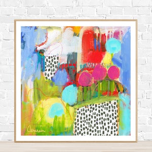 ABSTRACT WHIMSICAL CONTEMPORARY Art Print, modern colorful art, nursery abstract print, office colorful wall art painting,