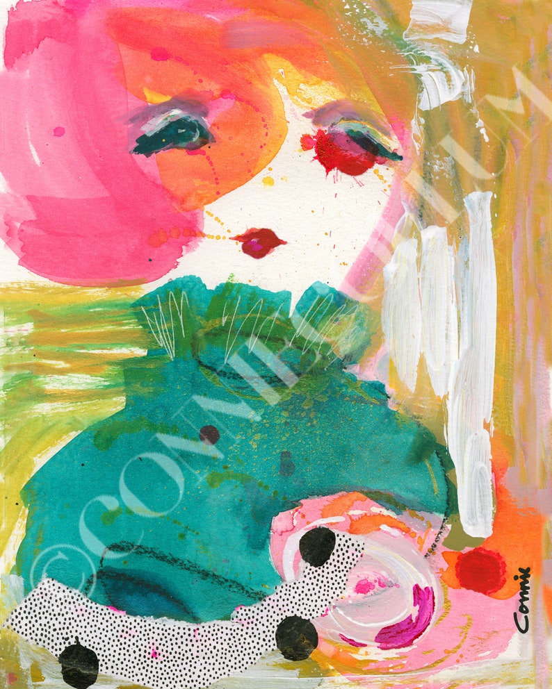 abstract face art print whimsical wall art colorful prints woman abstract watercolor,abstract face print abstract face art