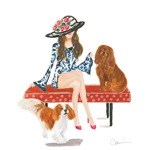 CAVALIER KING CHARLES Spaniel Art Print | Blenheim and Ruby Cavaliers From Original Watercolor Painting