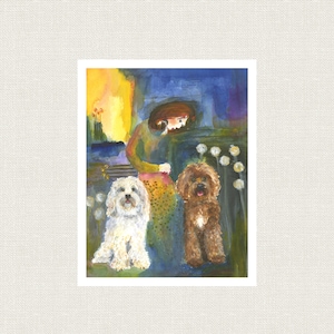 ORIGINAL DOODLE PAINTING,  Doodles Dog Wall Artwork for Dog Lovers