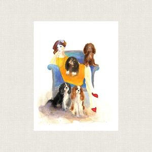 CAVALIER KING CHARLES Spaniel Dog Art Print From Original Watercolor Painting