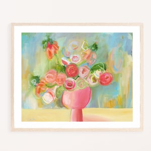 CONTEMPORARY COLORFUL FLORAL Art Print, modern colorful art, nursery abstract print, office colorful wall art painting,