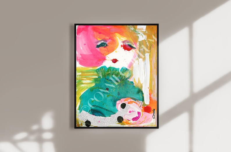 abstract face art print whimsical wall art colorful prints woman abstract watercolor,abstract face print abstract face art
